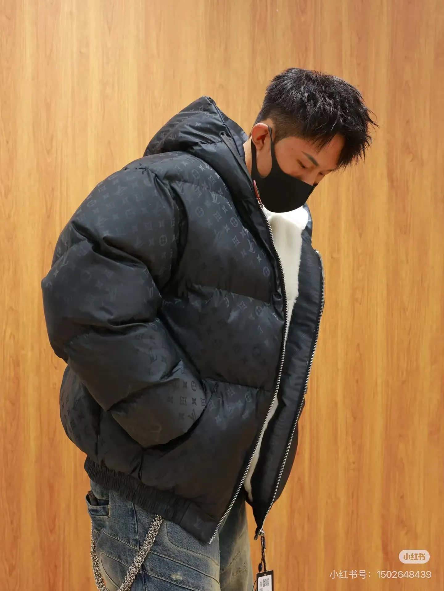 Louis Vuitton/Louis Vuitton Ski Series Full Print Jacquard Lambswool Hooded Down Cotton Jacket